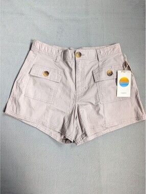 Vuori Shorts Womens S Gray Utility Cargo Twill Elastic Waist Travel Casual
